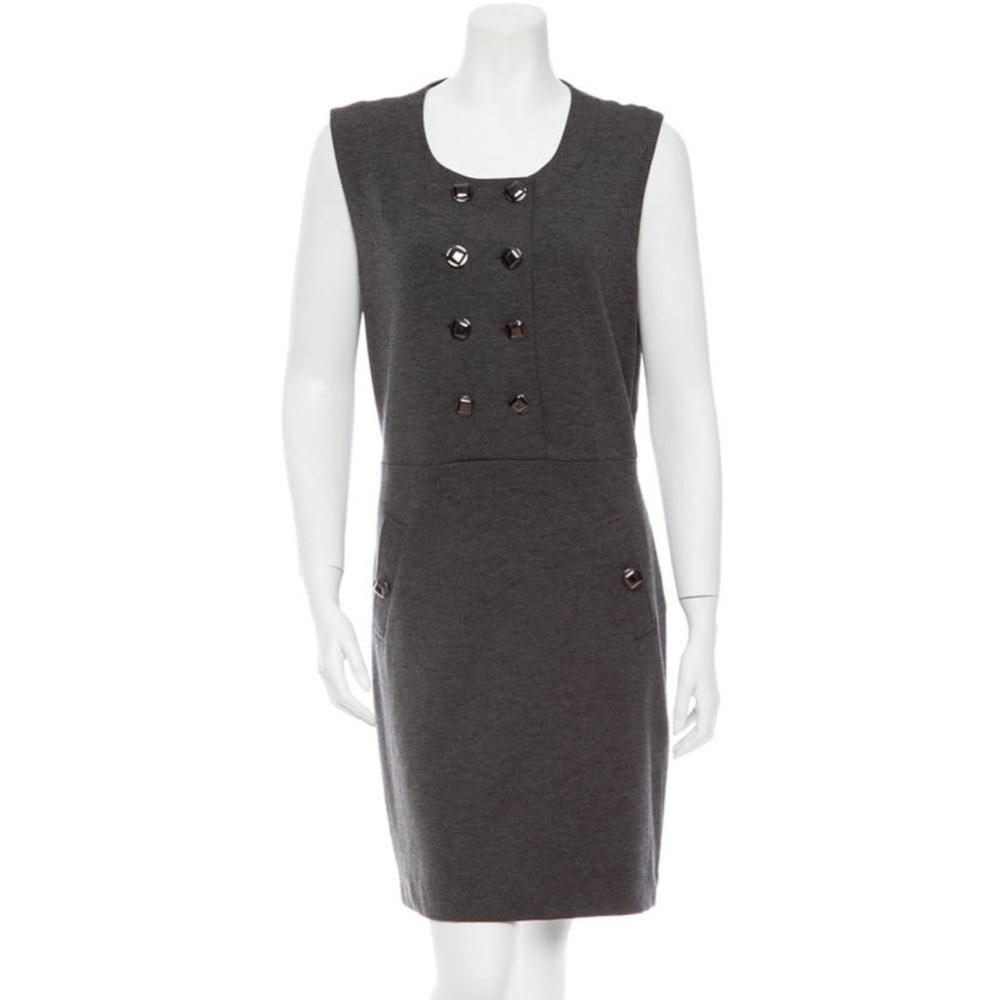 TORY BURCH Double Breasted Sleeveless Gray Dress